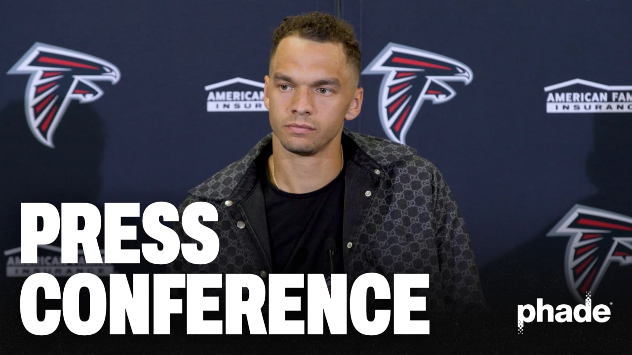 Desmond Ridder speaks to media following the Atlanta Falcons vs