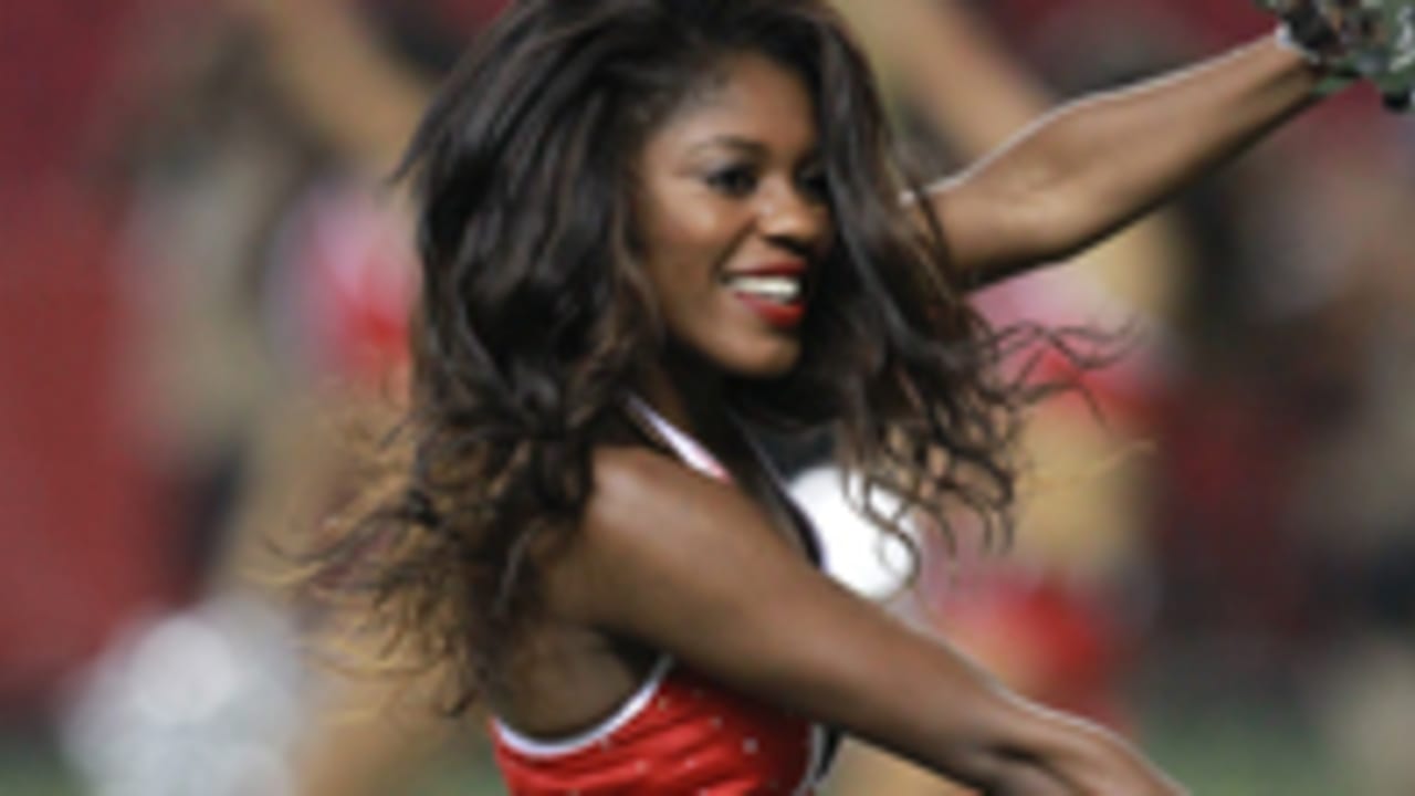 Atlanta Falcons cheerleaders perform during the first half of an