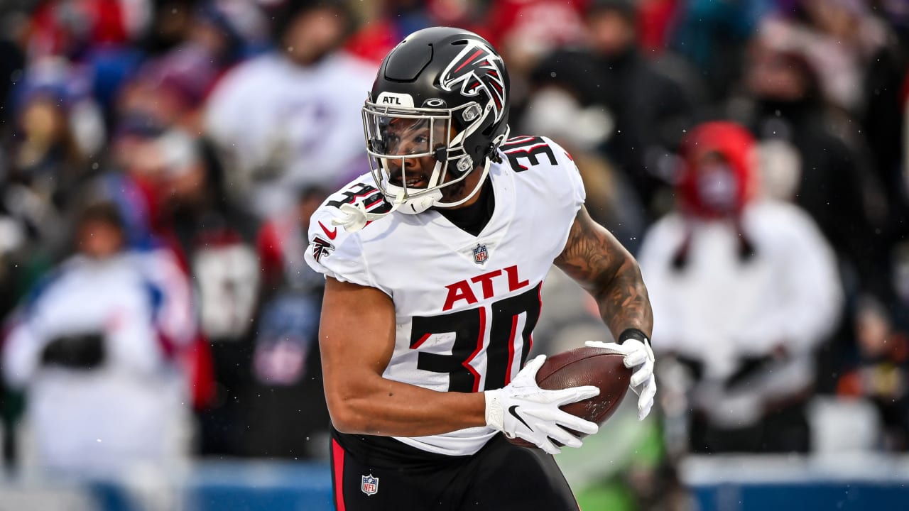 Atlanta Falcons running back Qadree Ollison (30) walks to the