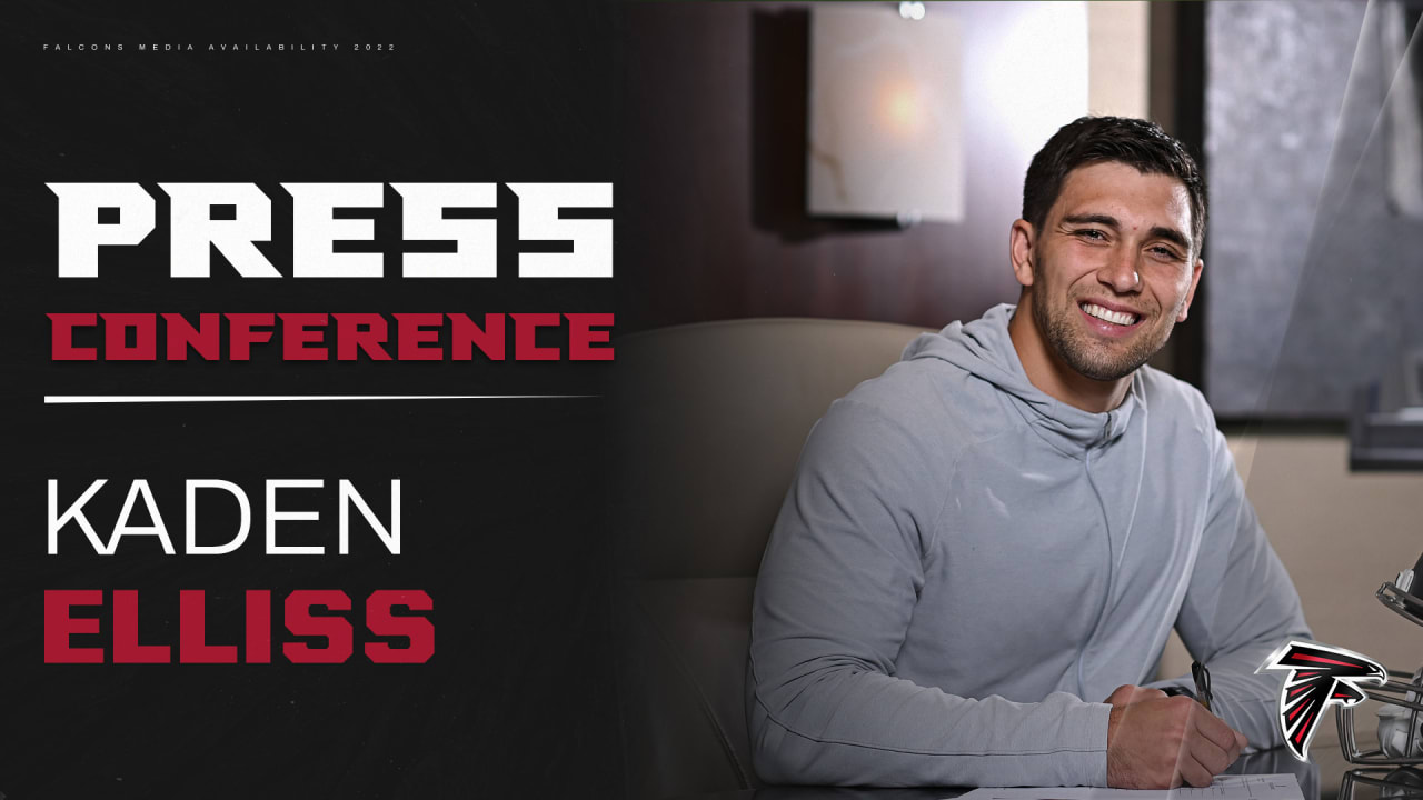 Kaden Elliss speaks to the media after signing with the Falcons Press