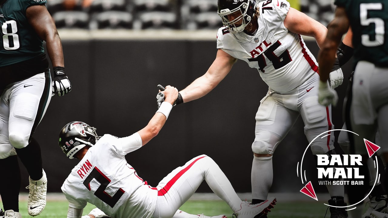 SEE IT: Falcons quarterback Matt Ryan dives away from a block