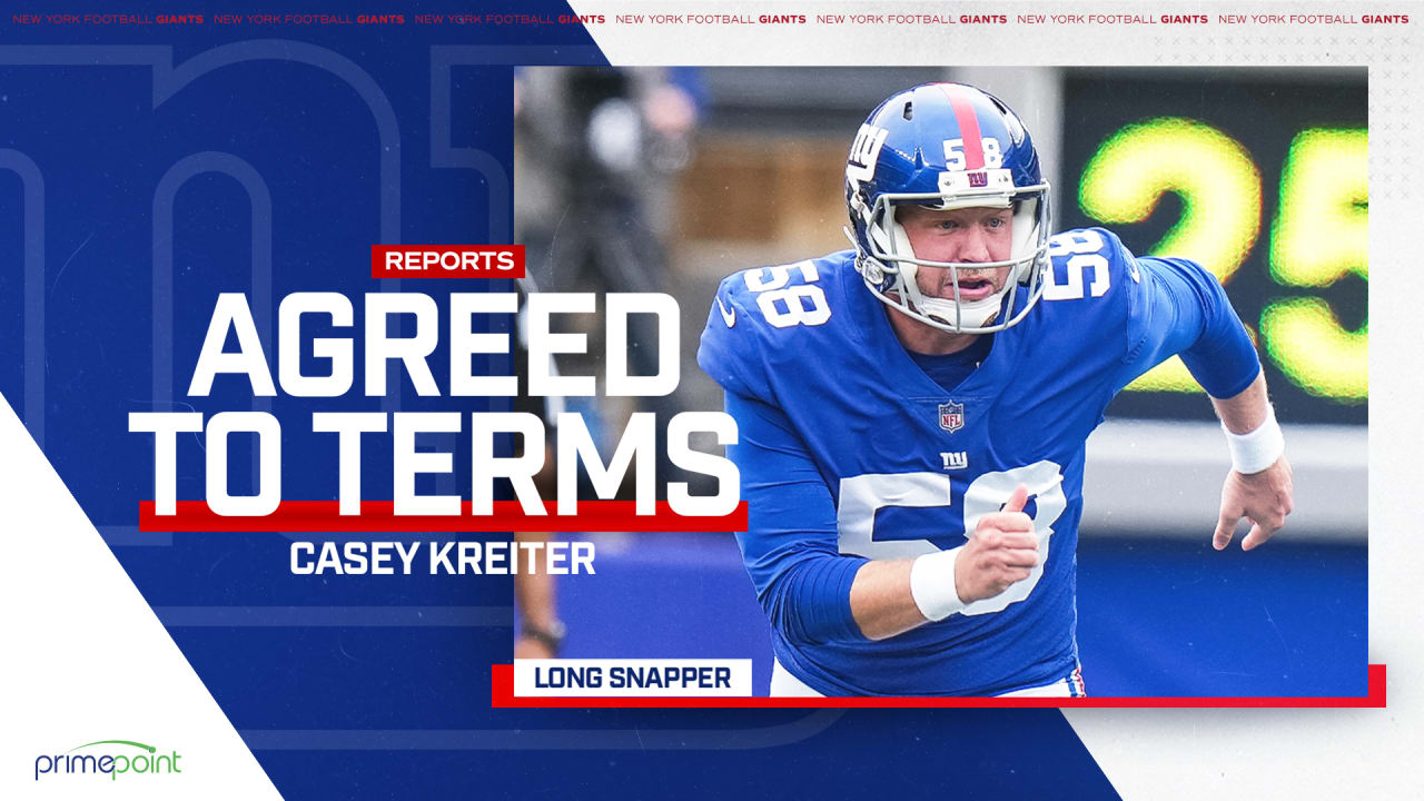 New York Giants sign long snapper Casey Kreiter