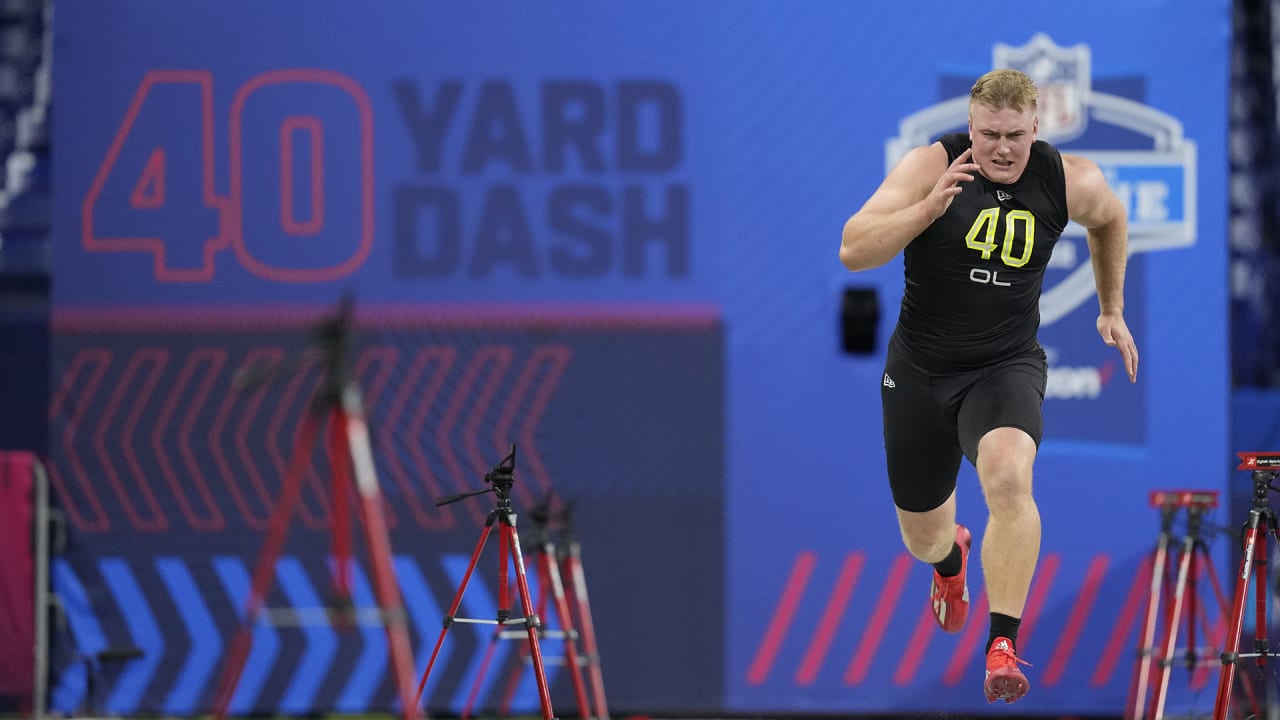 Offensive tackle Bernhard Raimann runs official 5.05-second 40-yard dash at  2022 combine