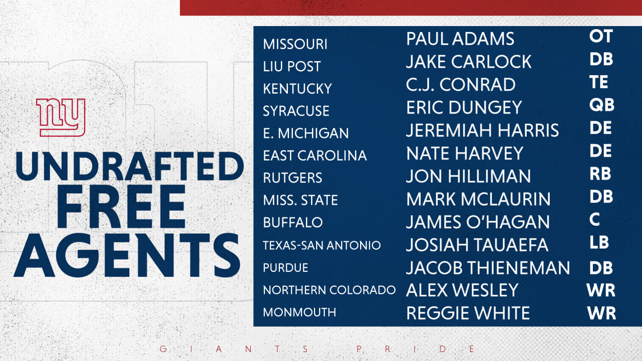 Giants sign 13 undrafted rookie free agents