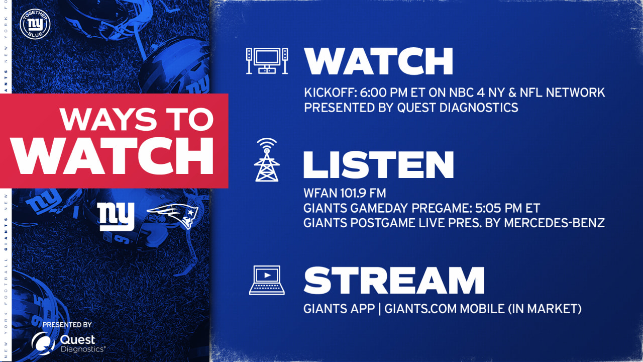 How to Watch, Listen & Live Stream NFL Week 1 New York Giants vs