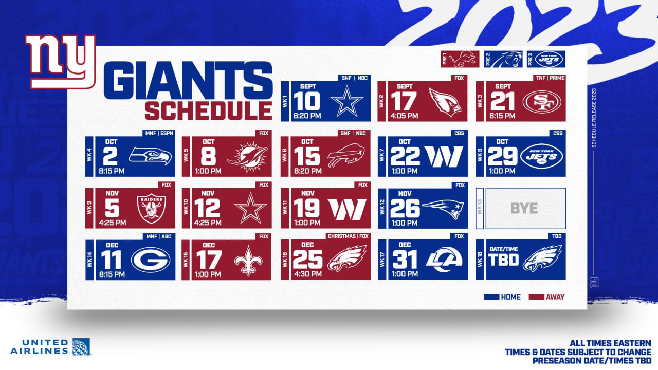 2023 New York Giants Schedule: Complete schedule, tickets and