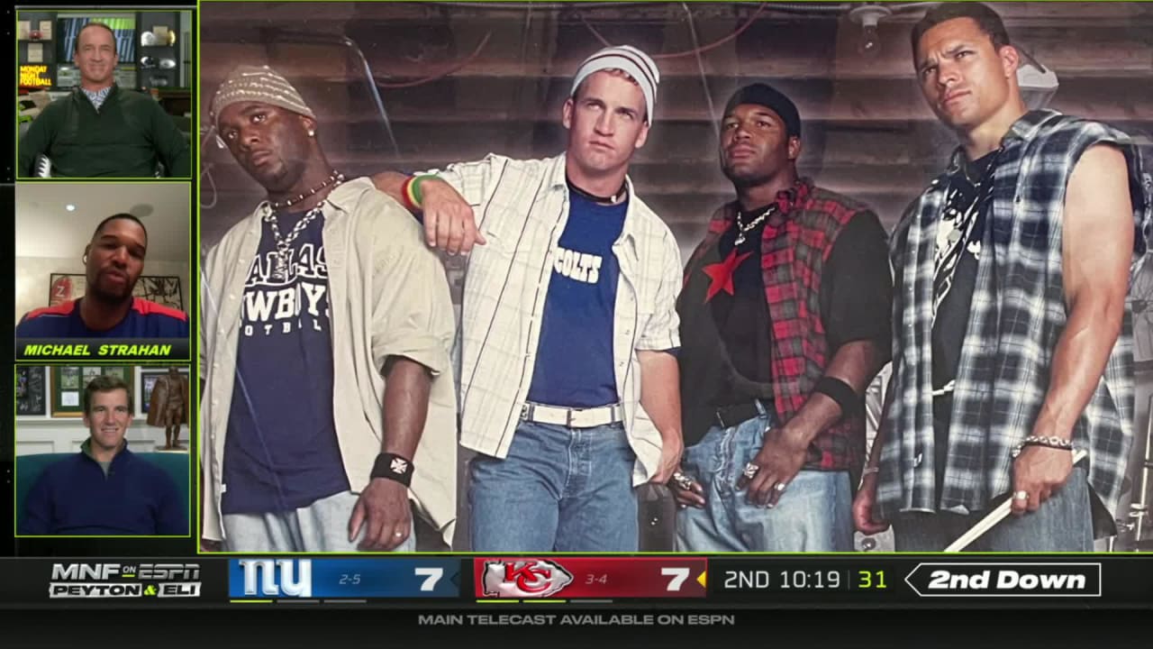 ManningCast: Michael Strahan, Peyton Manning reveal former boy band