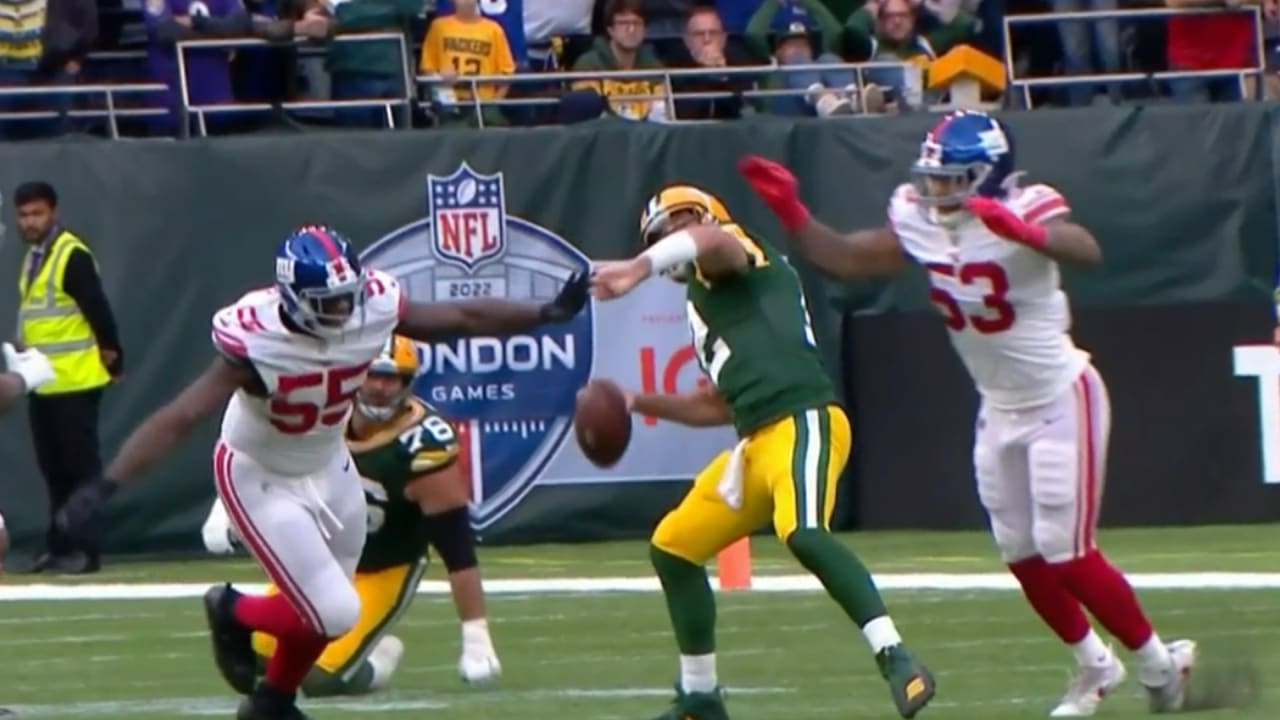 Oshane Ximines stripsacks Aaron Rodgers to seal the win Giants vs