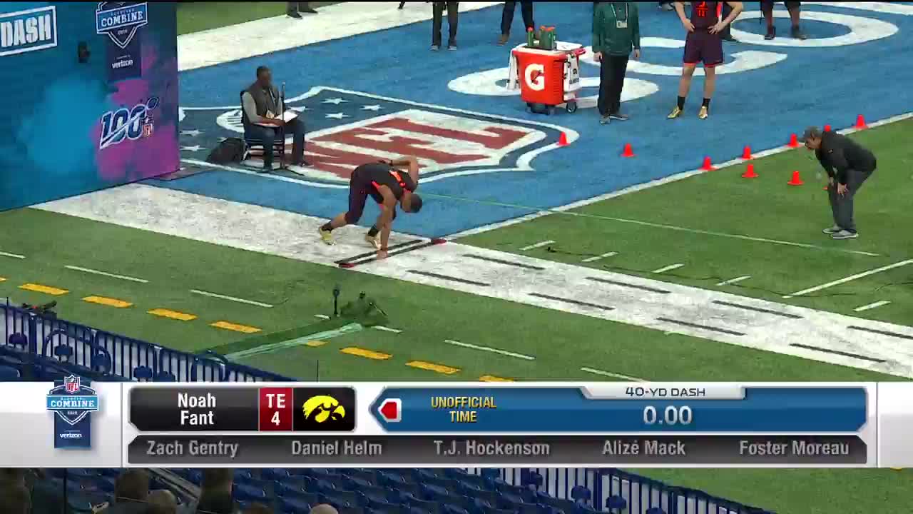 Iowa tight end Noah Fant runs an official 4.50 40yard