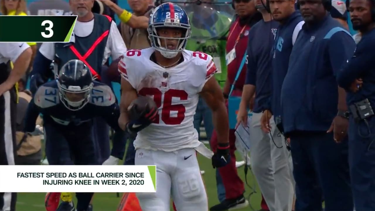 Next Gen Stats Saquon Barkley reaches 21.11 MPH