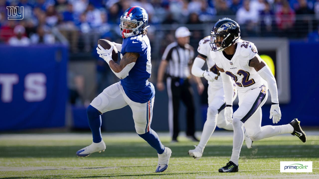 New York Giants wide receiver Marcus Johnson (84) runs against the