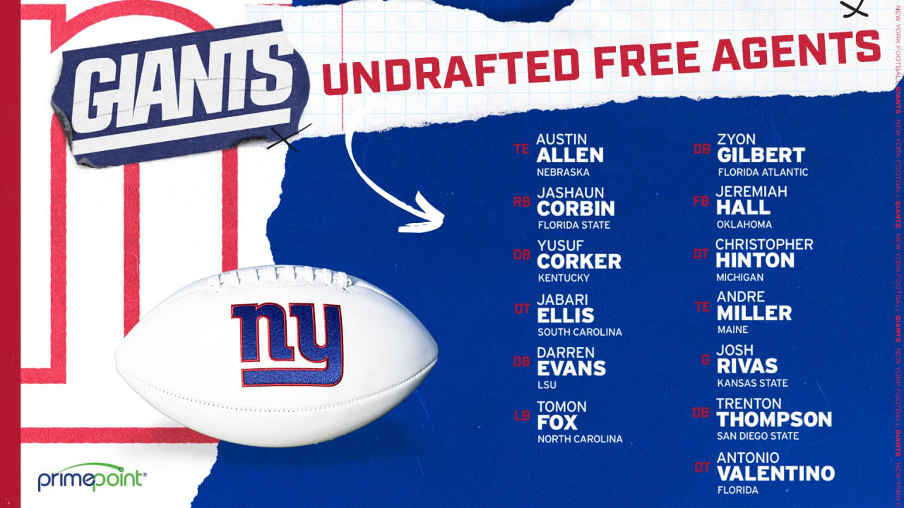 Giants sign 13 undrafted rookie free agents