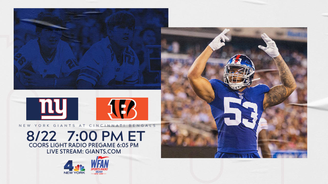 Giants vs. Bengals: Time, television, radio and streaming schedule