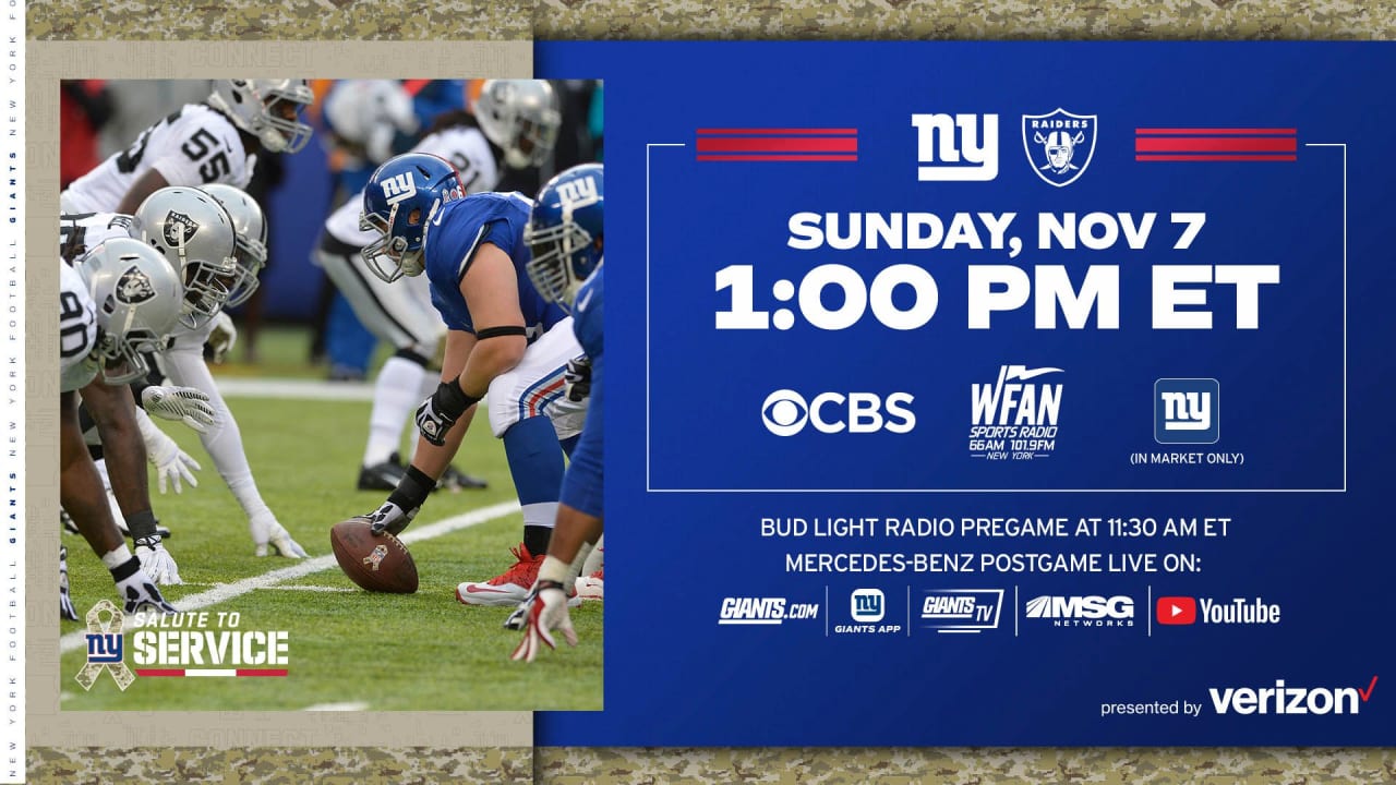 new york giants vs las vegas raiders how to watch listen live stream week 9