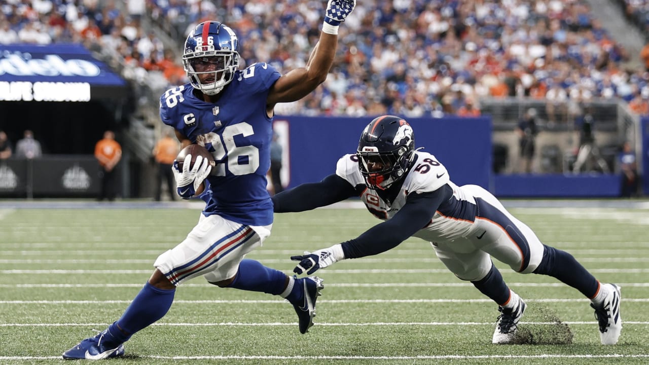 Denver Broncos wide receiver Tim Patrick (81) during the second half of an  NFL football game against the New York Giants Sunday, Sept. 12, 2021, in  East Rutherford, N.J. (AP Photo/Matt Rourke