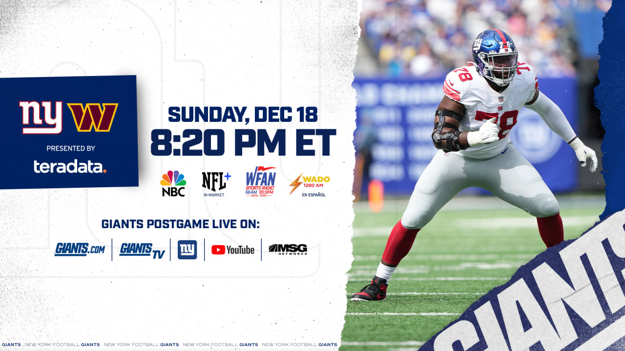 New York Giants vs. Washington Commanders How to Watch, Listen & Live