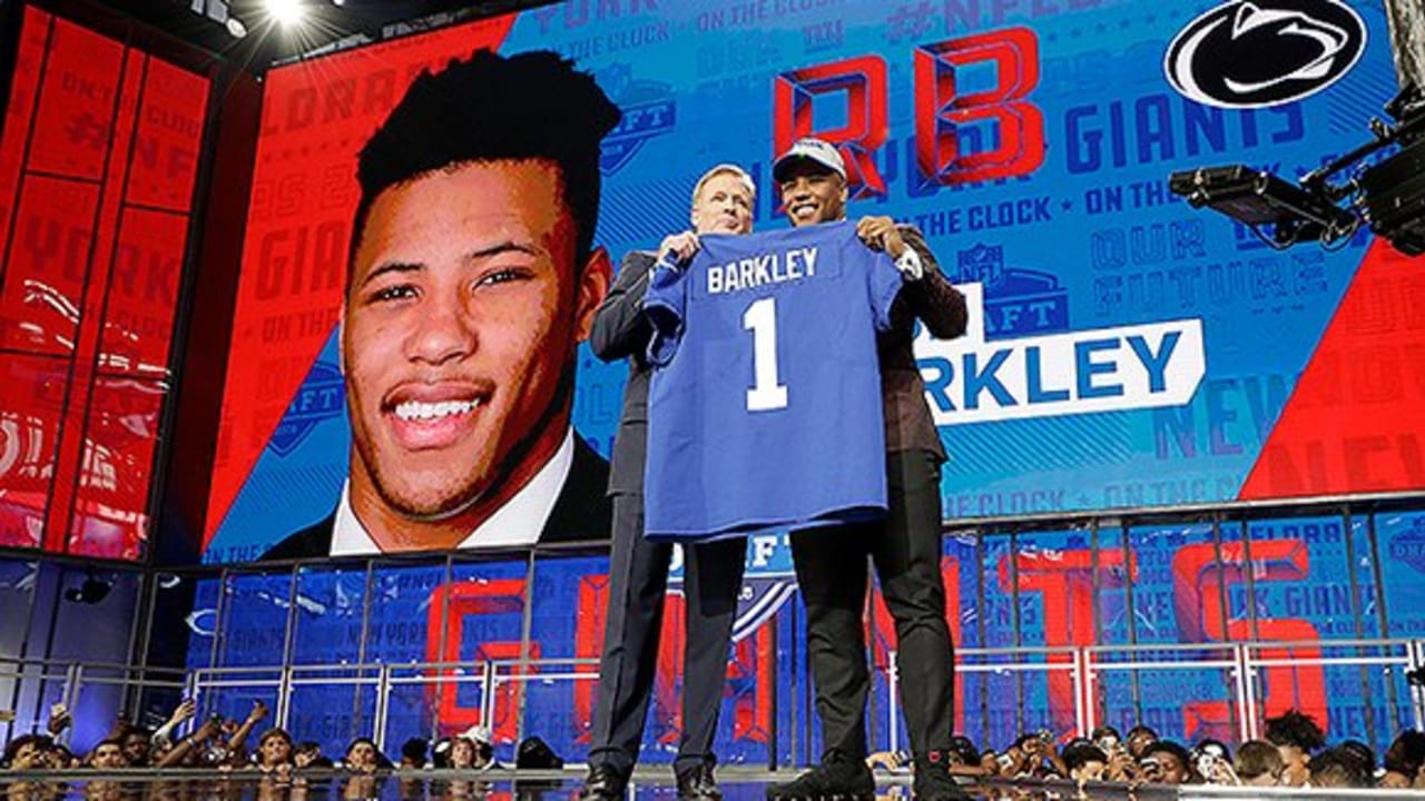 2018 SAQUON BARKLEY ELITE DRAFT PICKS BLACK & WHITE JERSEY PAIR ROOKIE NY  GIANTS