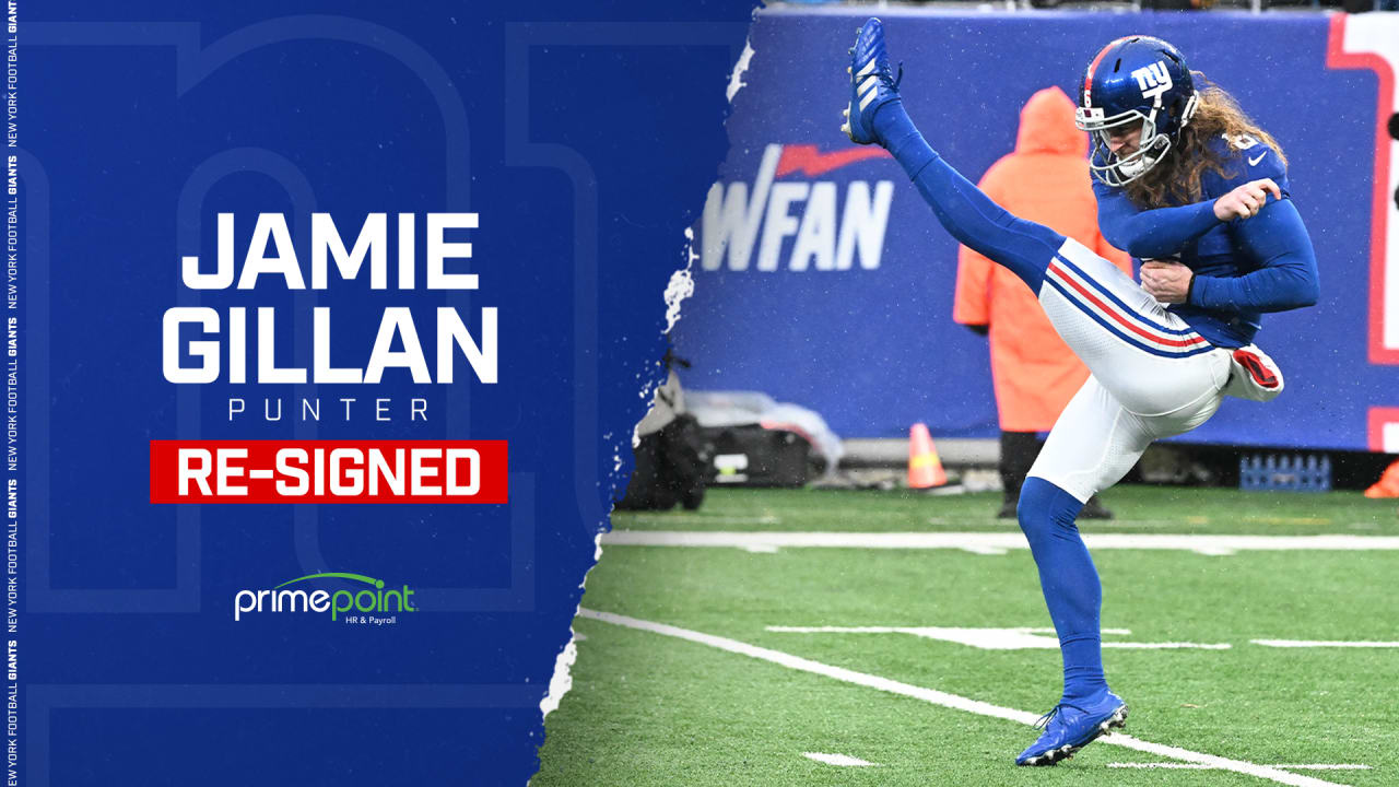 New York Giants - We have re-signed punter Jamie Gillan