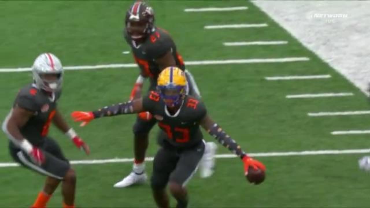 Pittsburgh DB Damar Hamlin dazzles with toe-tap INT after deflection