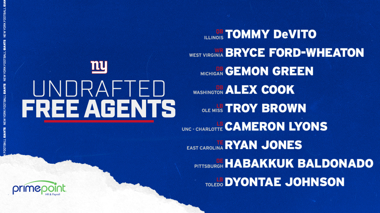 Giants sign 9 undrafted rookie free agents