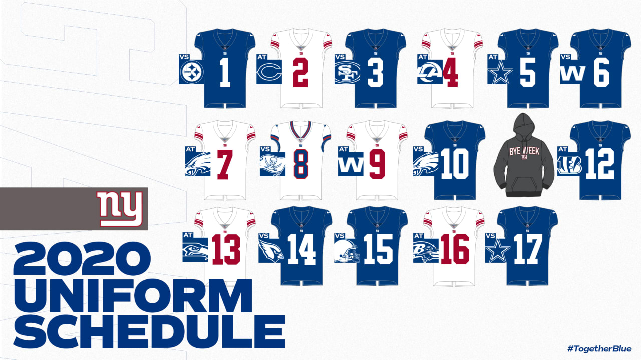 Giants release uniform schedule; will wear Super Bowl XXV-era classics vs.  Buccaneers