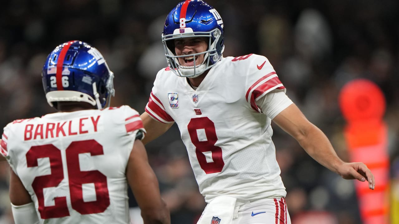 New York Giants wide receiver Darius Slayton (86) and *New York Giants  running back Elijhaa Penny (39) celebrate after scoring touchdown against  Minnesota Vikings during an NFL football game on Sunday, Oct