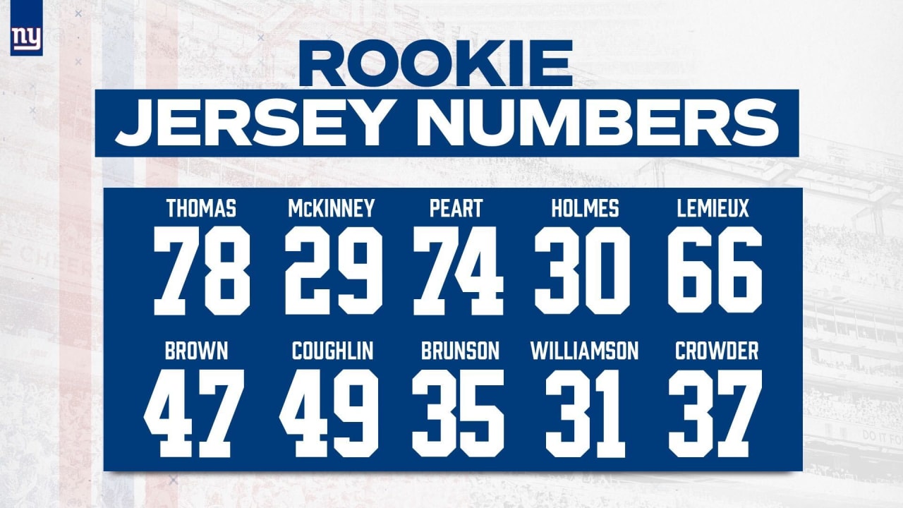 new york giants rookie jersey numbers