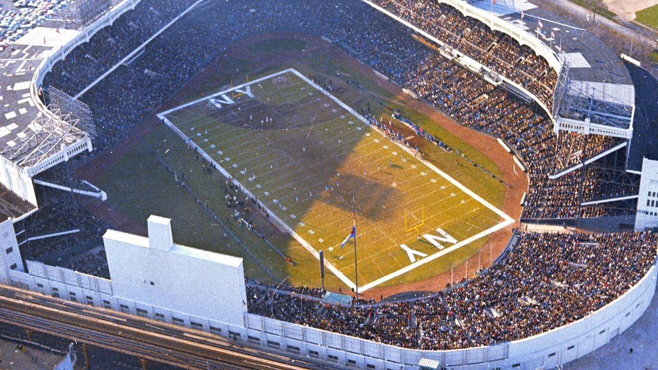 NEW YORK: YANKEE STADIUM. Aerial view of Yankee Stadium in