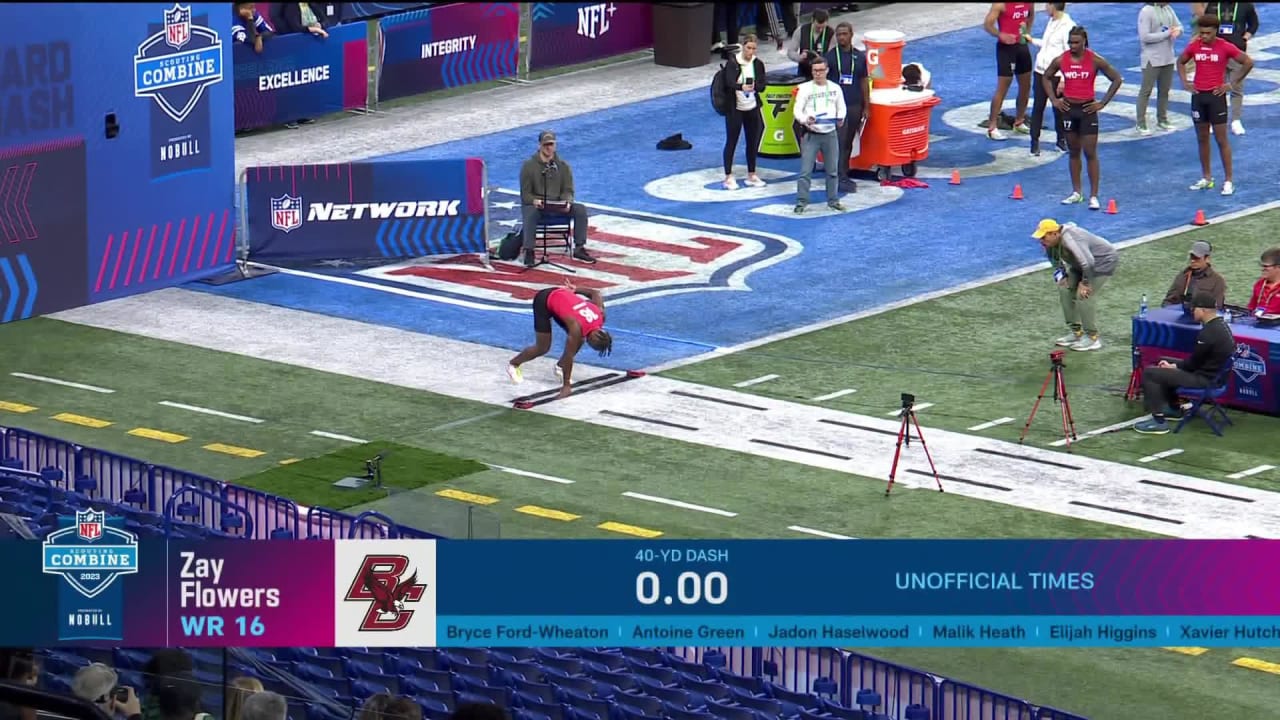 Zay Flowers runs 40-yard dash at 2023 combine