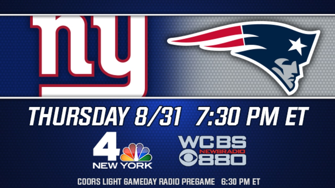 Giants vs. Patriots Where to watch and listen