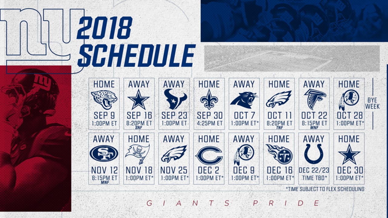 Ny Giants 2022 2023 Schedule New York Giants 2018 Schedule Released