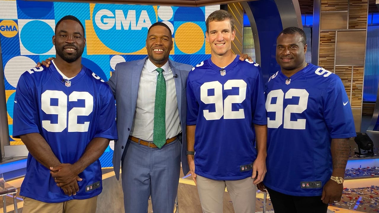 Former teammates surprise Michael Strahan on GMA with jersey retirement