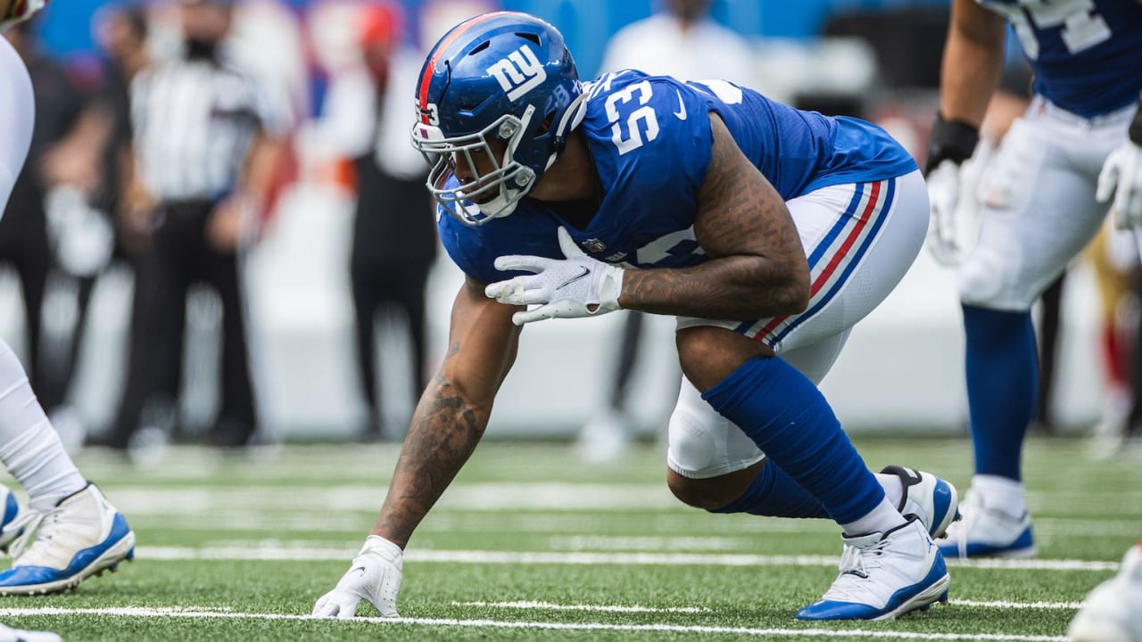 New York Giants linebacker Oshane Ximines during an NFL football