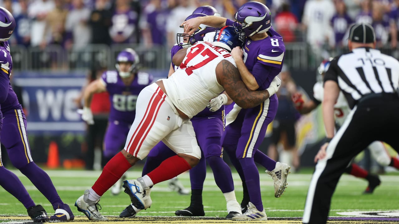 Minnesota Vikings defensive tackle Harrison Phillips (97) in action during  the second half of an NFL football game against the Green Bay Packers,  Sunday, Sept. 11, 2022 in Minneapolis. (AP Photo/Stacy Bengs