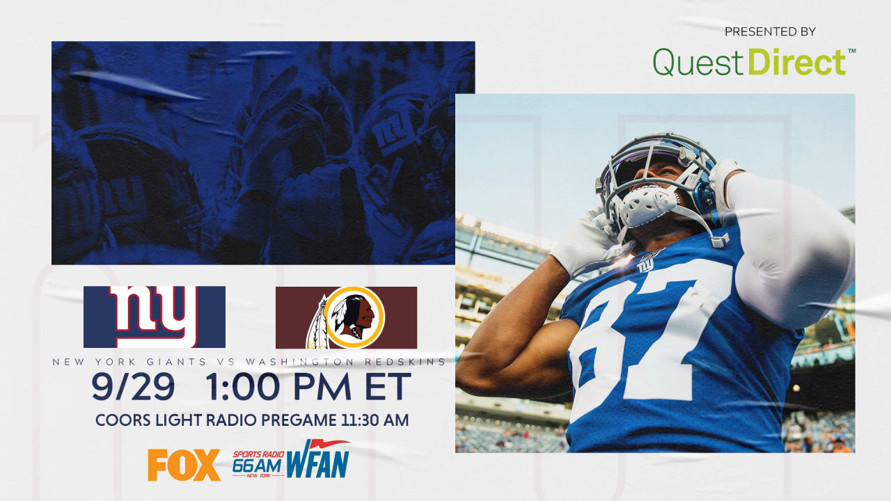 Washington Redskins vs New York Giants Schedule, TV, Radio, Online