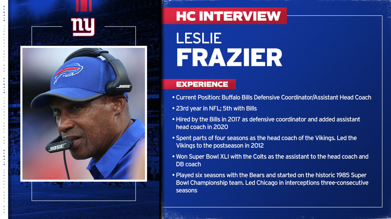 Giants interview Bills Leslie Frazier for vacant coach job