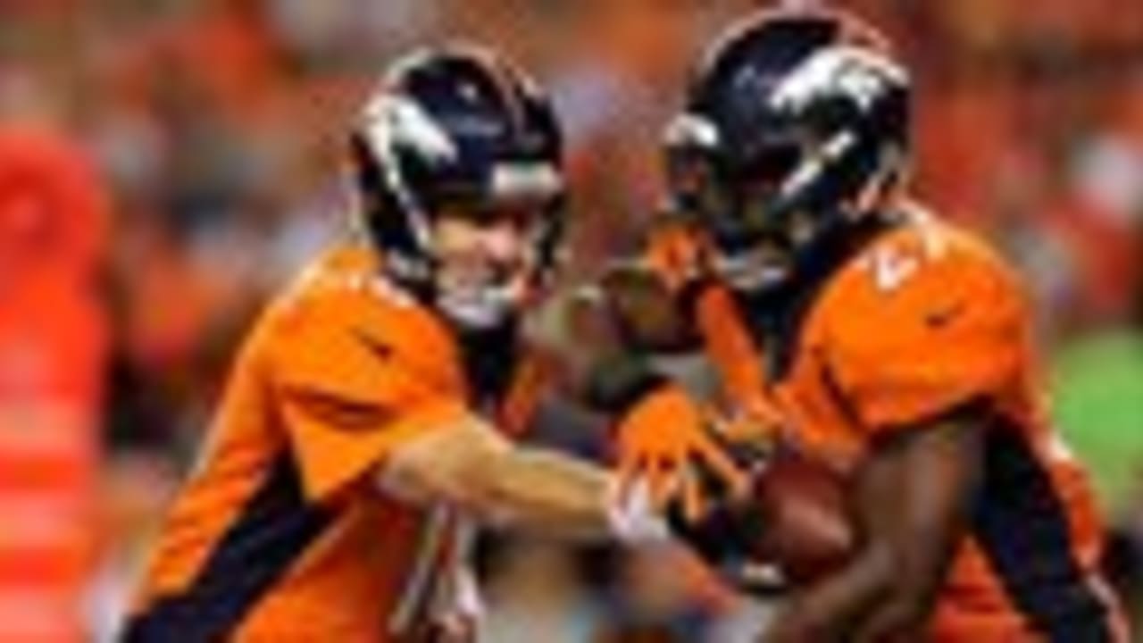 Denver Broncos' Rahim Moore stretches during an NFL football