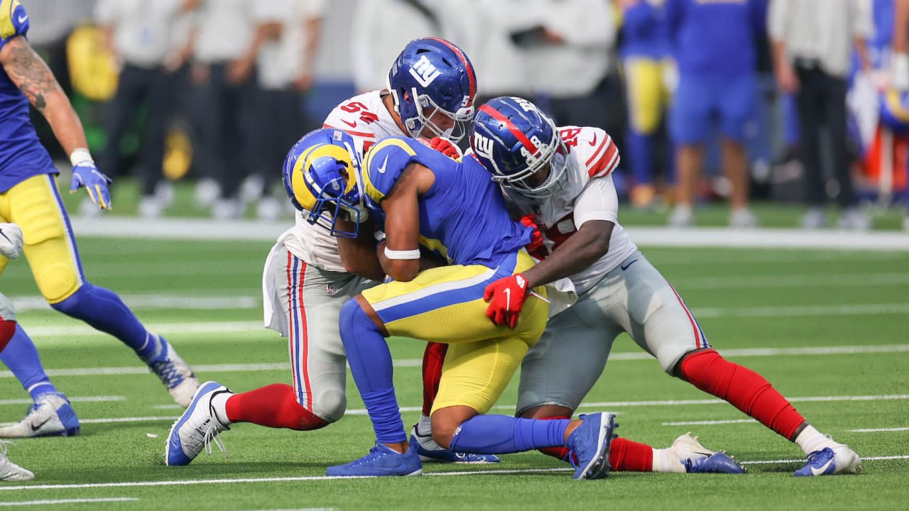 Los Angeles Rams tight end Gerald Everett (81) heads off the field after an  NFL football game against the New York Giants, Sunday, October 4, 2020 in  Inglewood, Calif. The Rams defeated