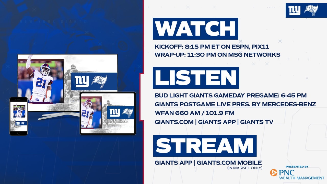 New York Giants at Tampa Bay Buccaneers: Where to Watch, Listen, More