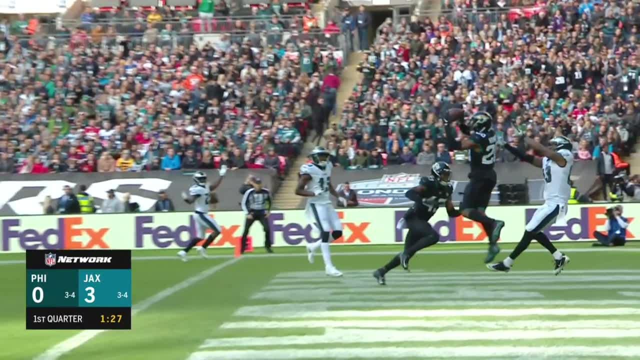 Jalen Ramsey LEAPS for end zone interception