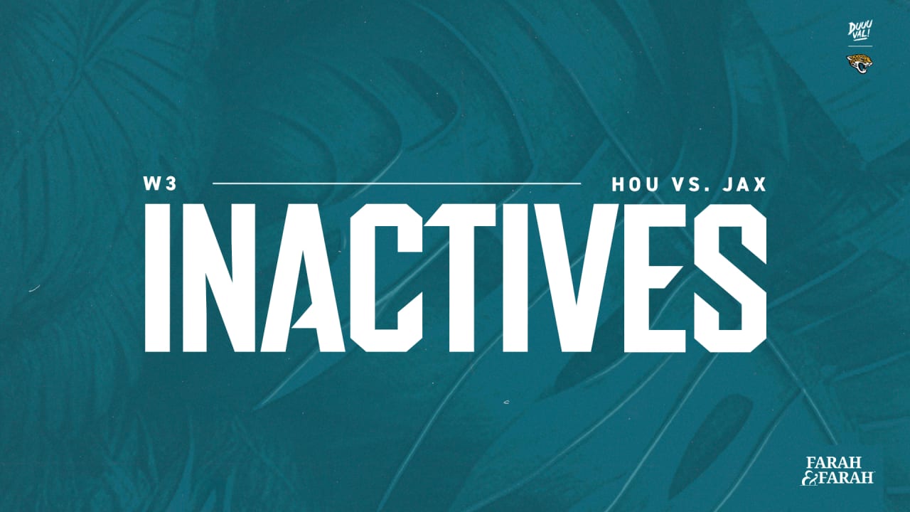 Jaguars vs. Texans Injury Report, Inactives – Week 3 - Bleacher Nation