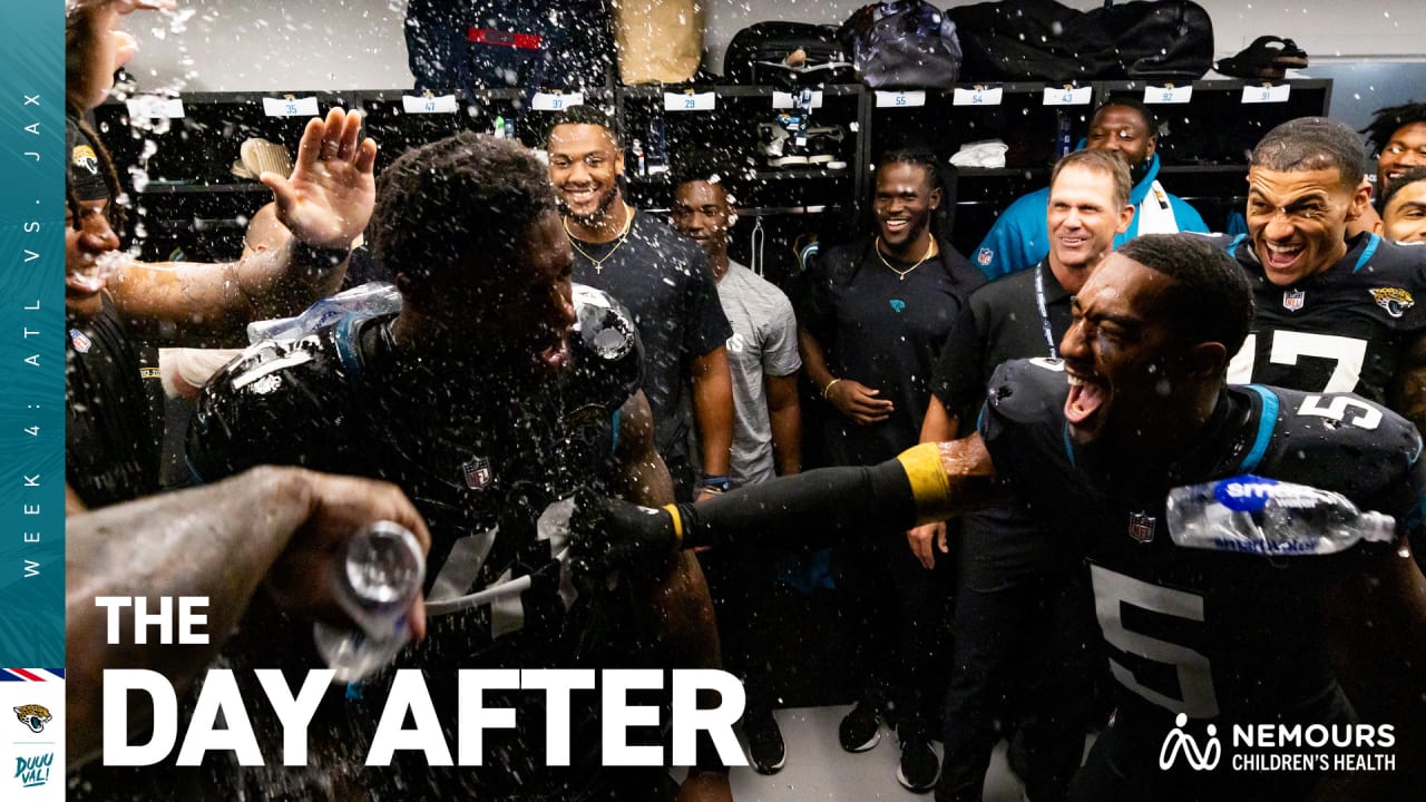 Jacksonville Jaguars linebacker Caleb Johnson (57) walks off the field  after an NFL football game against the Denver Broncos at Wembley Stadium in  London on Sunday, Oct. 30, 2022. Broncos defeated the