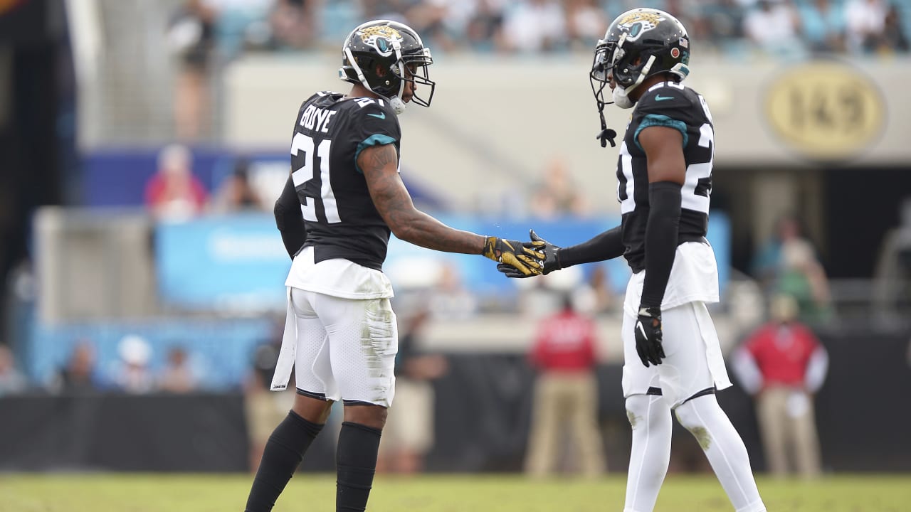 Jacksonville Jaguars cornerback Jalen Ramsey lines up before the