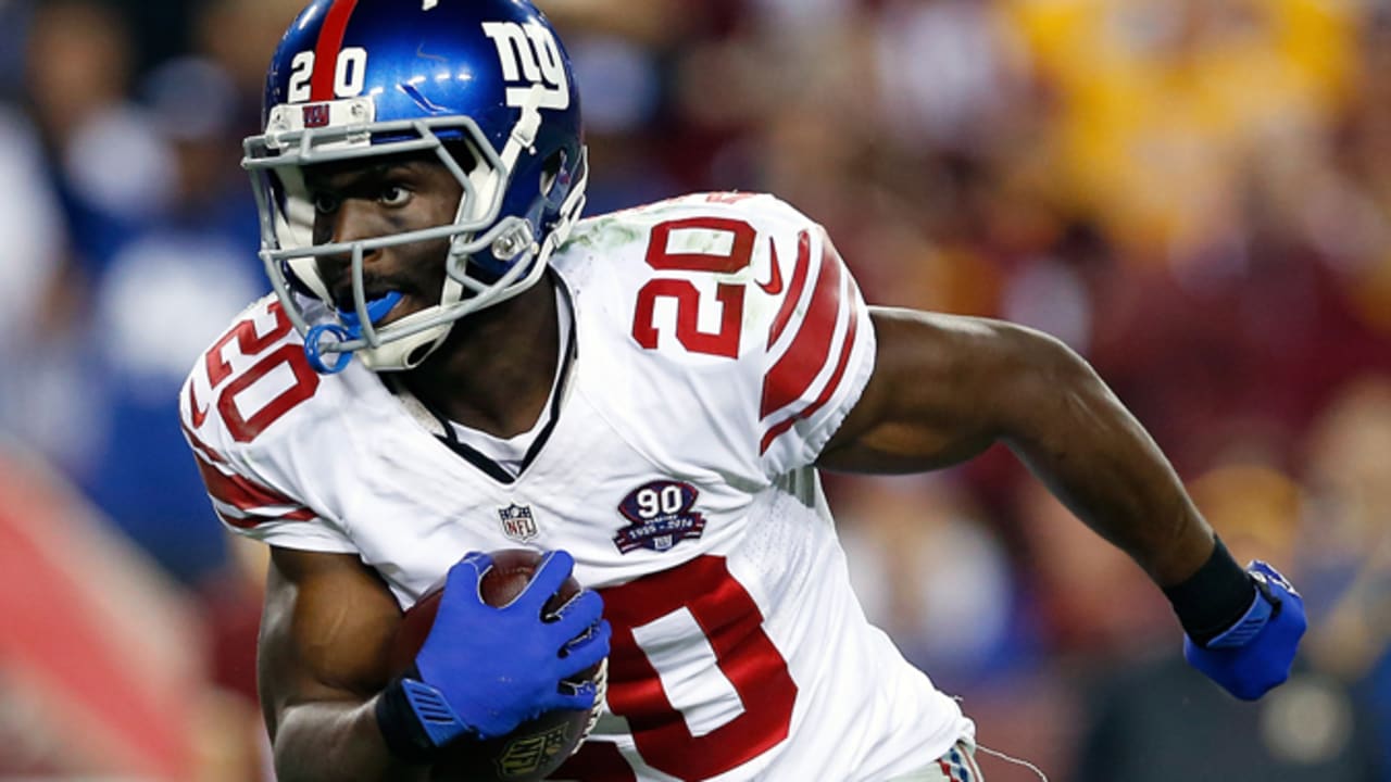 New York Giants cornerback Prince Amukamara (20) at the line of