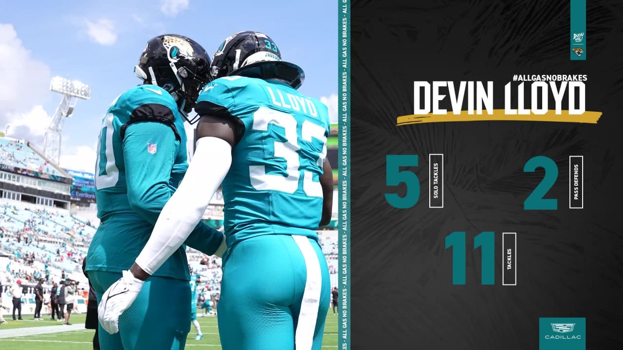 January 7, 2023: Jacksonville Jaguars linebacker Devin Lloyd (33) is  introduced before a game against the Tennessee Titans in Jacksonville, FL.  Romeo T Guzman/CSM/Sipa USA.(Credit Image: © Romeo Guzman/Cal Sport  Media/Sipa USA