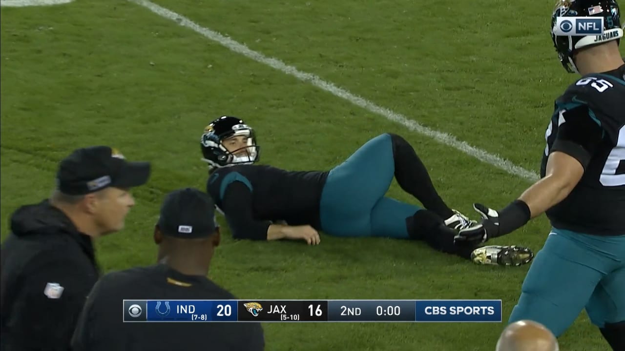 Jacksonville Jaguars kicker Josh Lambo (4) celebrates with Calais Campbell  (93) after kicking a field goal during the second half of an NFL divisional  football AFC playoff game against the Pittsbu …