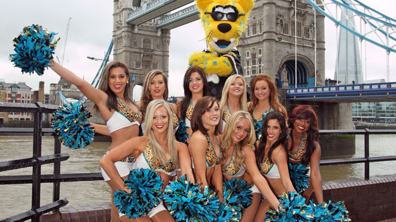 Jacksonville Jaguars cheerleaders perform at NFL on Regent Street, in  central London. The fan event saw the street closed to traffic, to promote  the International Series game at Wembley between the Indianapolis