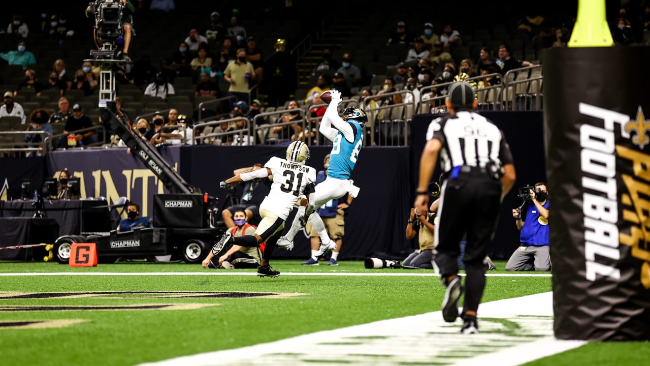 Jacksonville Jaguars wide receiver Jeff Cotton Jr. (88) runs a route during  the second half of a preseason NFL football game against the Pittsburgh  Steelers, Saturday, Aug. 20, 2022, in Jacksonville, Fla. (