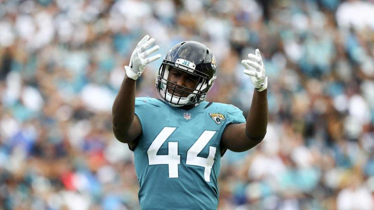 Jacksonville Jaguars linebacker Myles Jack looks on during the game