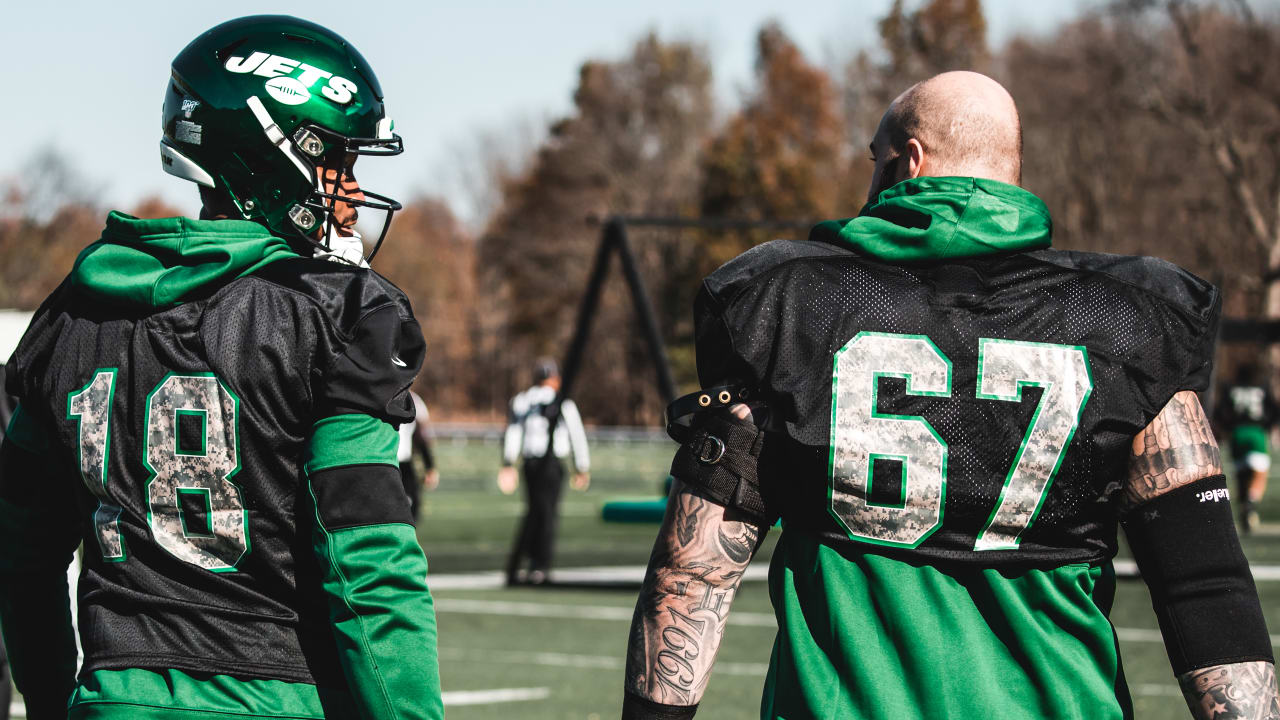 New York Jets - Camouflage practice jerseys this week for